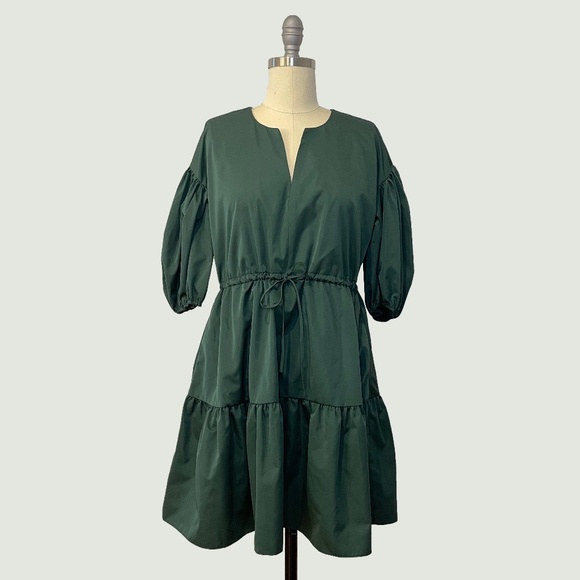 Amanda Uprichard - Dark Green Smock Dress - NWT - Picture 1 of 5